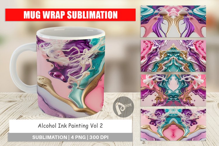 Mug Wrap Design Alcohol Ink Painting