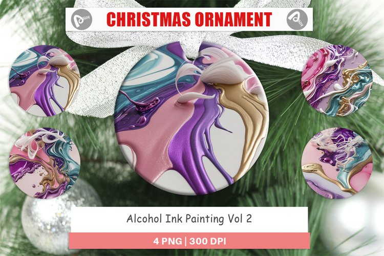 Christmas Ornaments Alcohol Ink Painting