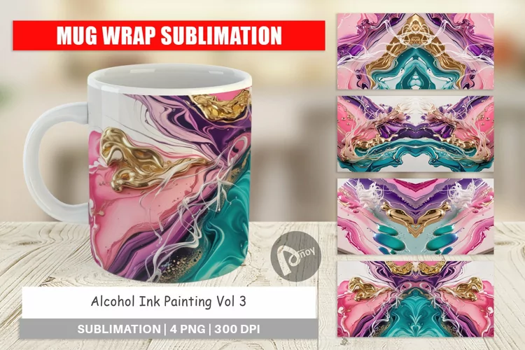 Mug Wrap Design Alcohol Ink Painting