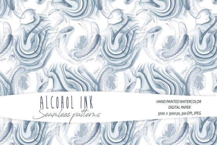 Abstract blue alcohol ink seamless pattern - 1 JPEG file example image 1