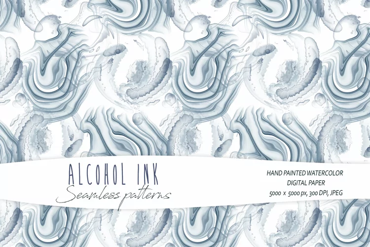 Abstract blue alcohol ink seamless pattern - 1 JPEG file