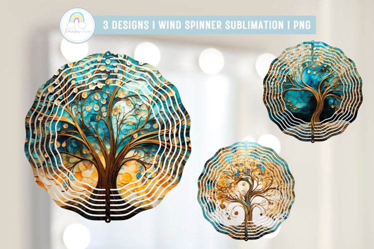 Alcohol Ink Tree of Life Wind Spinner Sublimation example image 1