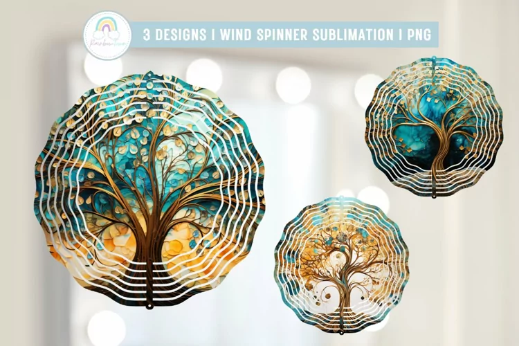 Alcohol Ink Tree of Life Wind Spinner Sublimation