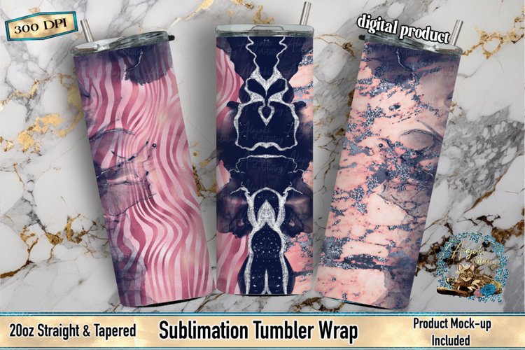 Tumbler wrap, Alcohol Ink, Sublimation Tumbler, Pink Ink