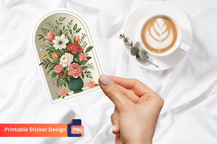Alcove Flowers Bouquet Sticker, Vibrant Floral Sticker example image 1