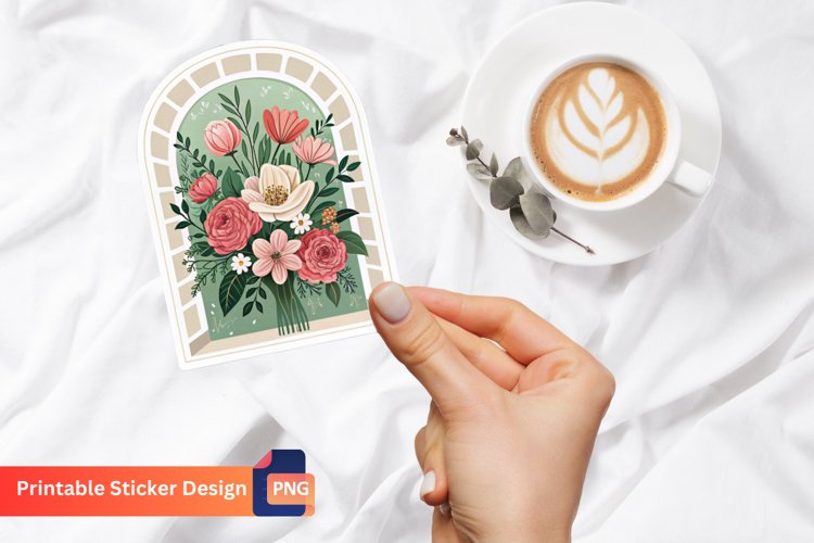 Alcove Flowers Bouquet Sticker, Vibrant Floral Sticker example image 1