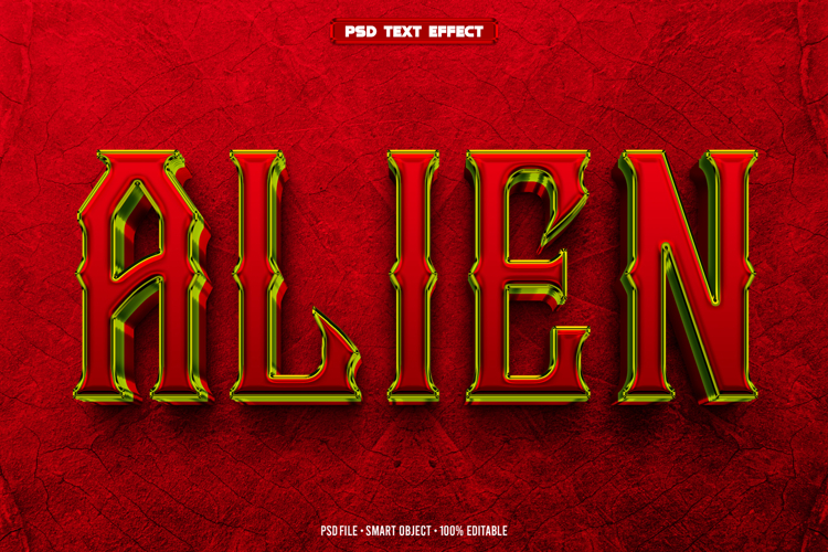 Alien 3D editable text effect
