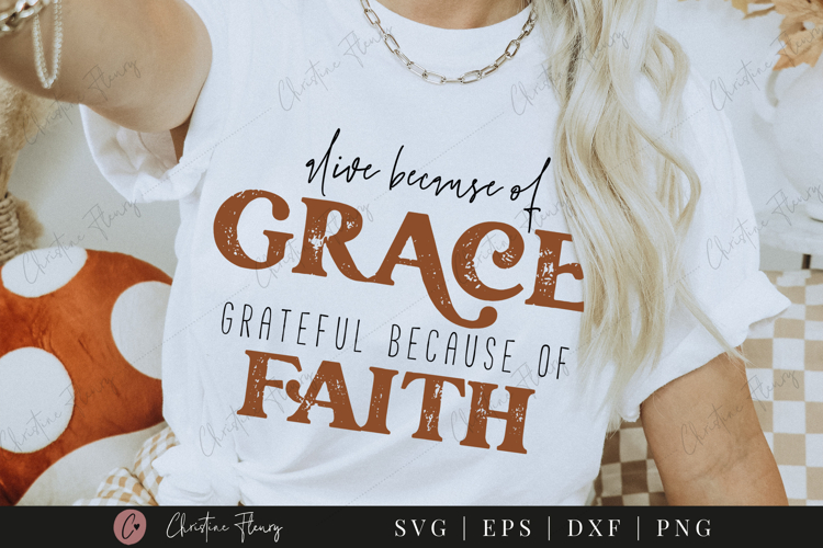 Because Of Grace SVG PNG | Boho Christian PNG
