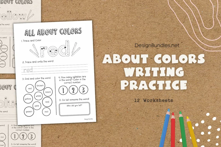 All About Colors Writing Practice Educational Worksheet