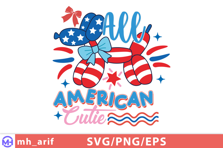 Balloon Dog 4th of July Hand-drawn SVG PNG T-shirt