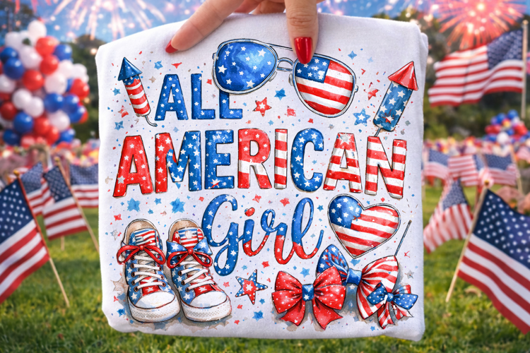 All American Girl PNG, Girly Patriotic PNG, 4th Of July PNG