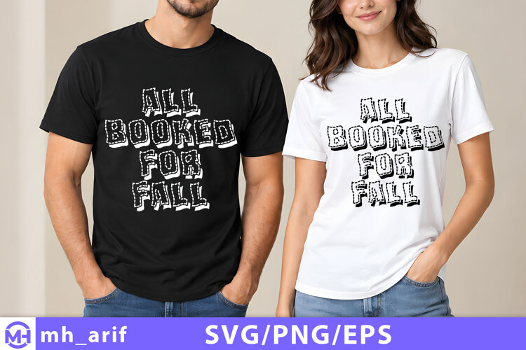 All Booked For Fall Halloween Fall Quote PNG T-shirt Design example image 1
