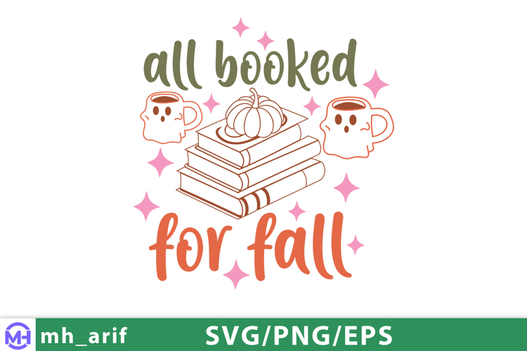 All Booked For Fall Cute Autumn Book Lover Reading Quote PNG