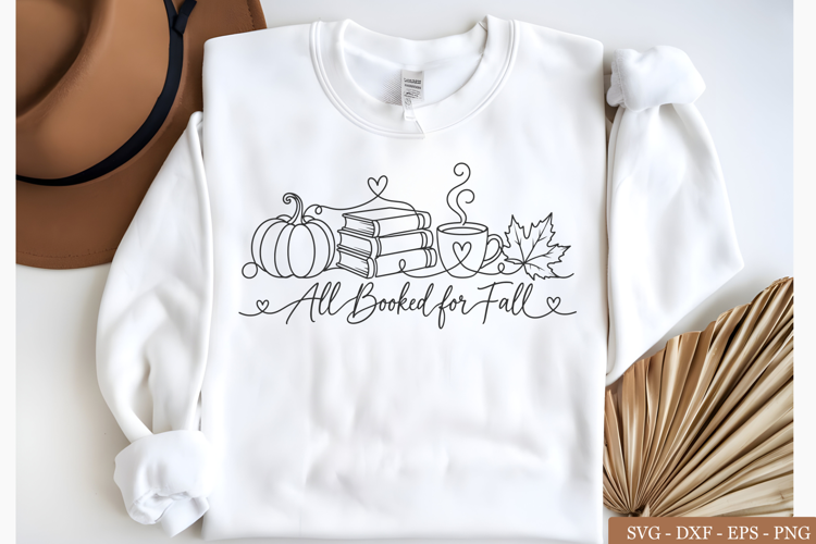 All Booked for Fall Autumn Books & Pumpkin SVG, png file