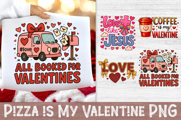 All Booked for Valentines, Pink Bow PNG Sublimation Design