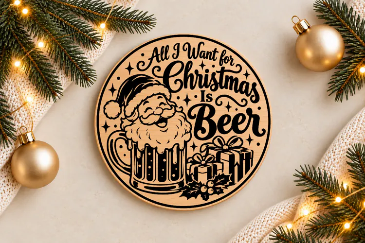 All I Want for Christmas Is Beer Ornament Laser Cut SVG