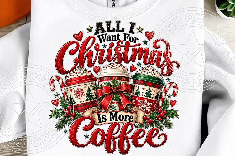 All I Want for Christmas Is More Coffee Vintage Christmas Co example image 1