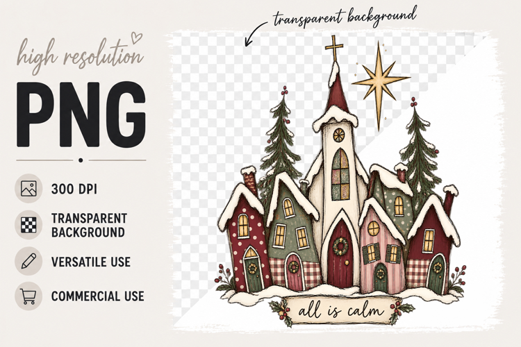 Christian Christmas png sublimation , Church png