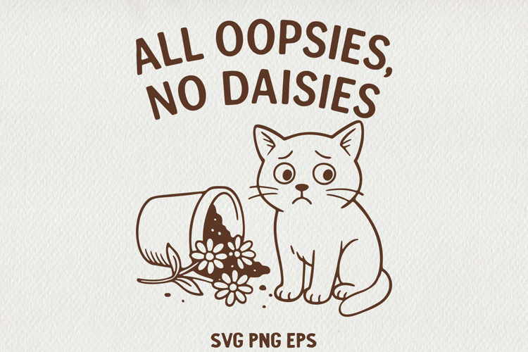 Sarcastic Cat Illustration Funny Lazy Line Art Kitty SVG PNG