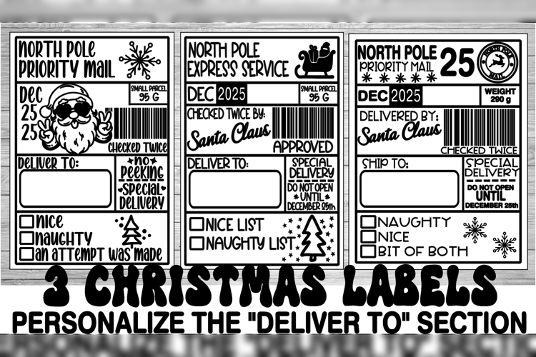 Christmas bundle jpeg santa mail 3 designs mailing labels