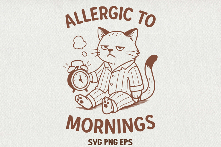 Sarcastic Cat Illustration Funny Lazy Line Art Kitty SVG PNG