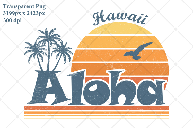 Hawaiian Tropical Sunset with Palm Trees