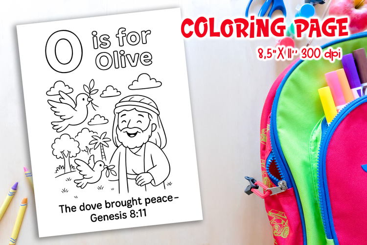 Christian Alphabet Coloring Page O | Olive Bible Verse