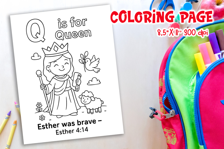 Christian Alphabet Coloring Page | Q is for Queen