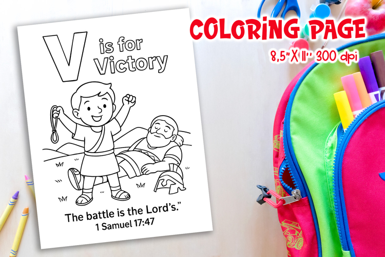 Christian Alphabet Coloring Page | V is for Victory