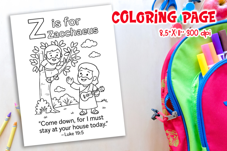 Christian Alphabet Coloring Page | Z is for Zacchaeus