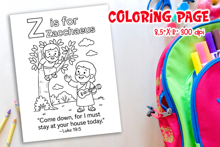 Christian Alphabet Coloring Page | Z is for Zacchaeus
