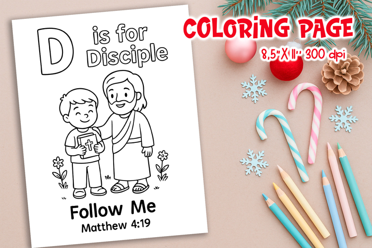 Christian Alphabet Coloring Page | D is for Disciple