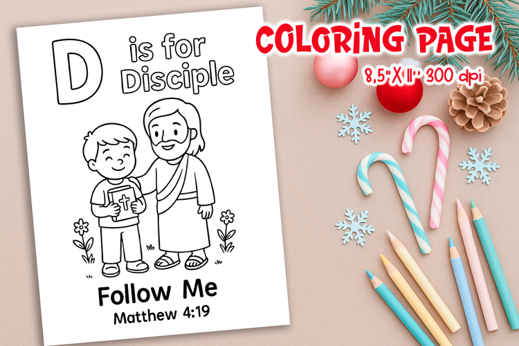 Christian Alphabet Coloring Page | D is for Disciple