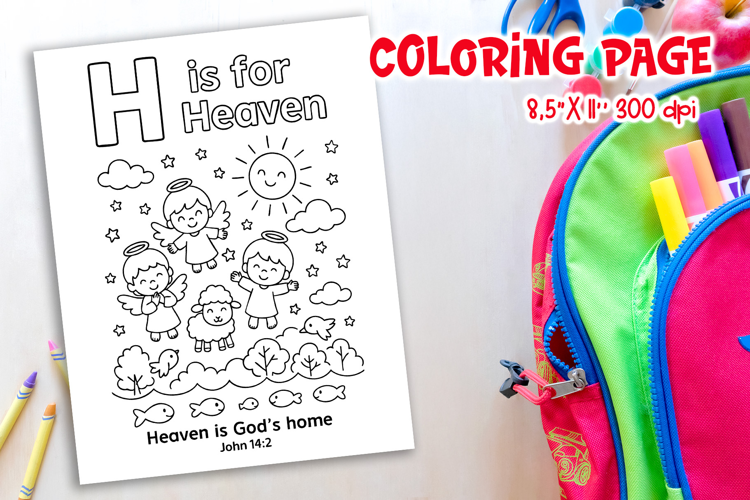 Christian Alphabet Coloring Page | H is for Heaven