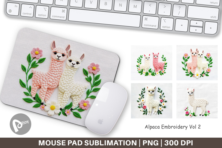 Mouse Pad Alpaca Embroidery