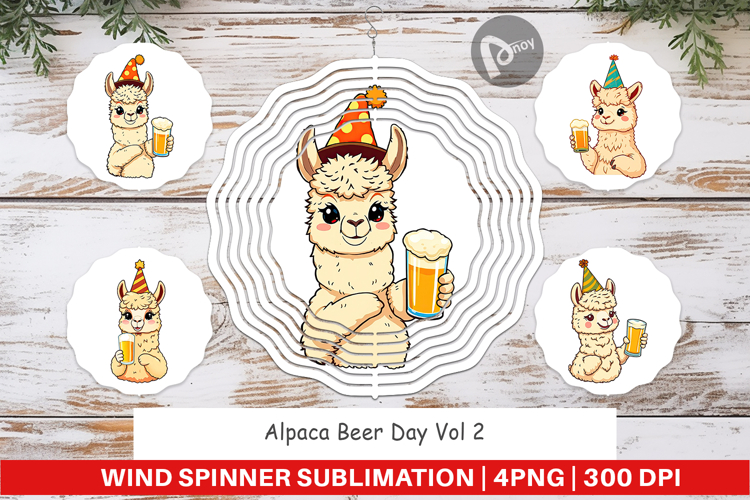 Wind Spinner Alpaca Beer Day