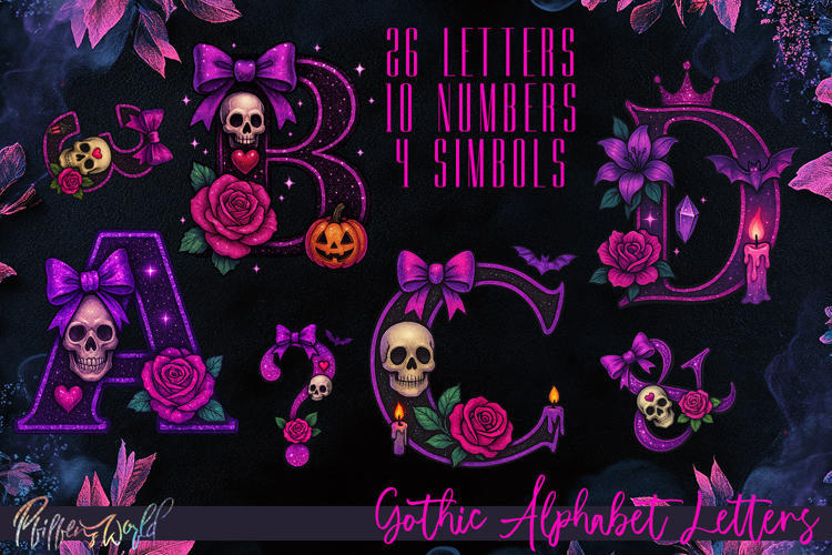 Gothic Halloween Alphabet Letters | Glitter & Glam