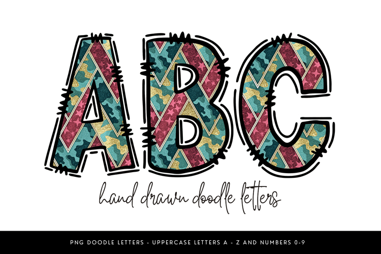 Geometric Camo Alpha Doodle Letter Set