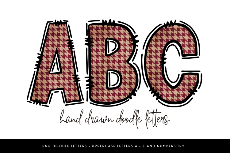 Red Plaid Alphabet PNG, Rustic Check Letters