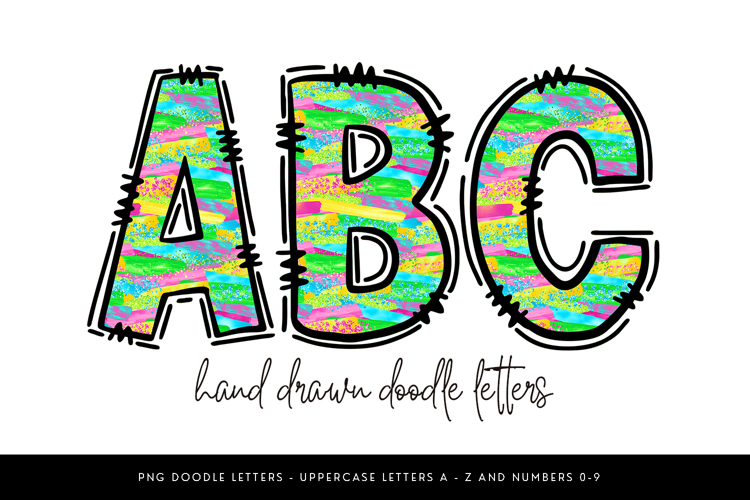 Neon Brushstroke Doodle Alpha PNG