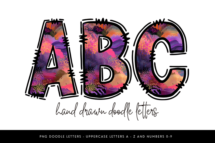 Colorful Doodle Alphabet PNG Letters