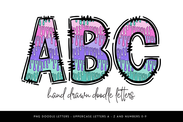 Dripping Alphabet PNG, Pastel Doodle Letters