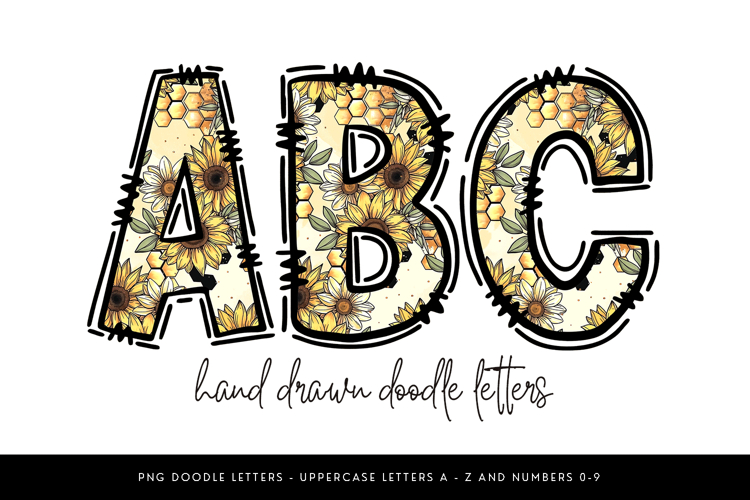 Sunflower Honeycomb Alphabet PNG