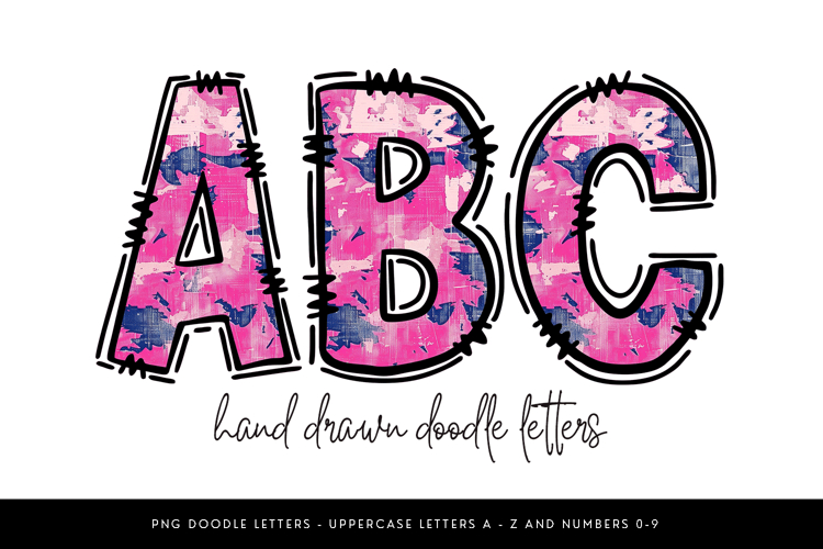 Pink Camo Denim Alphabet PNG Letters