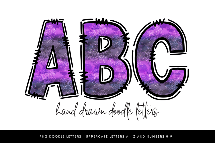 Galaxy Halloween Alphabet PNG, Purple Spiderweb