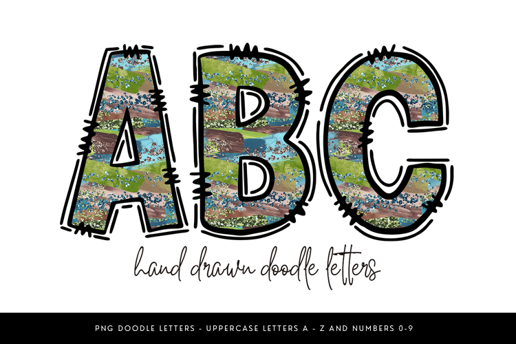 Green Brushstroke Glitter Doodle Letters