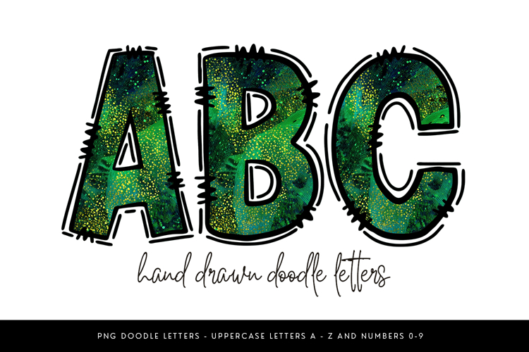 Emerald Doodle Alphabet PNG Letters