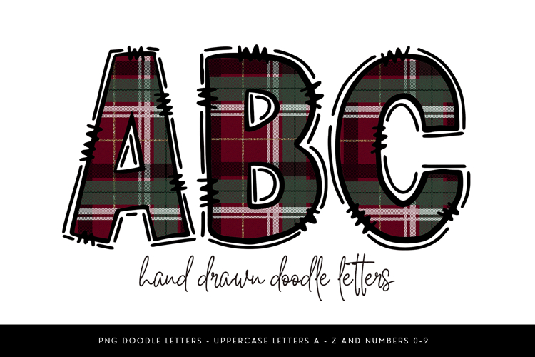 Plaid Christmas Alpha PNG, Festive Alphabet