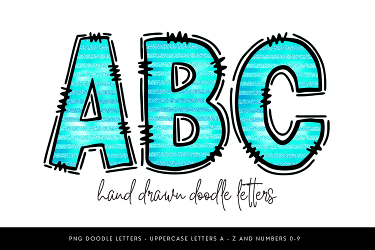 Teal Glitter Doodle Alpha PNG