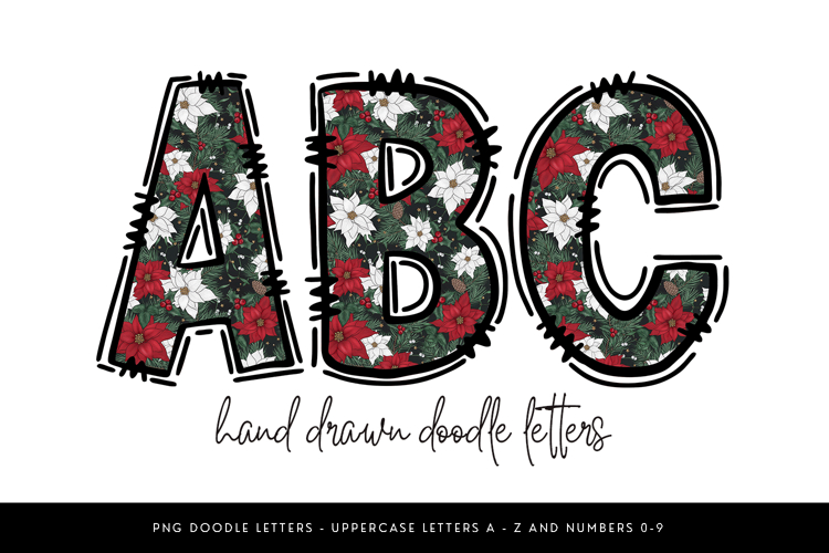 Poinsettia Christmas Alphabet PNG
